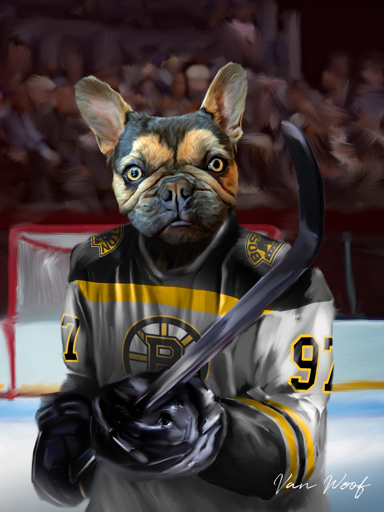 Custom Hockey Dog Portrait . Hockey Pet Portrait. Custom Pet 