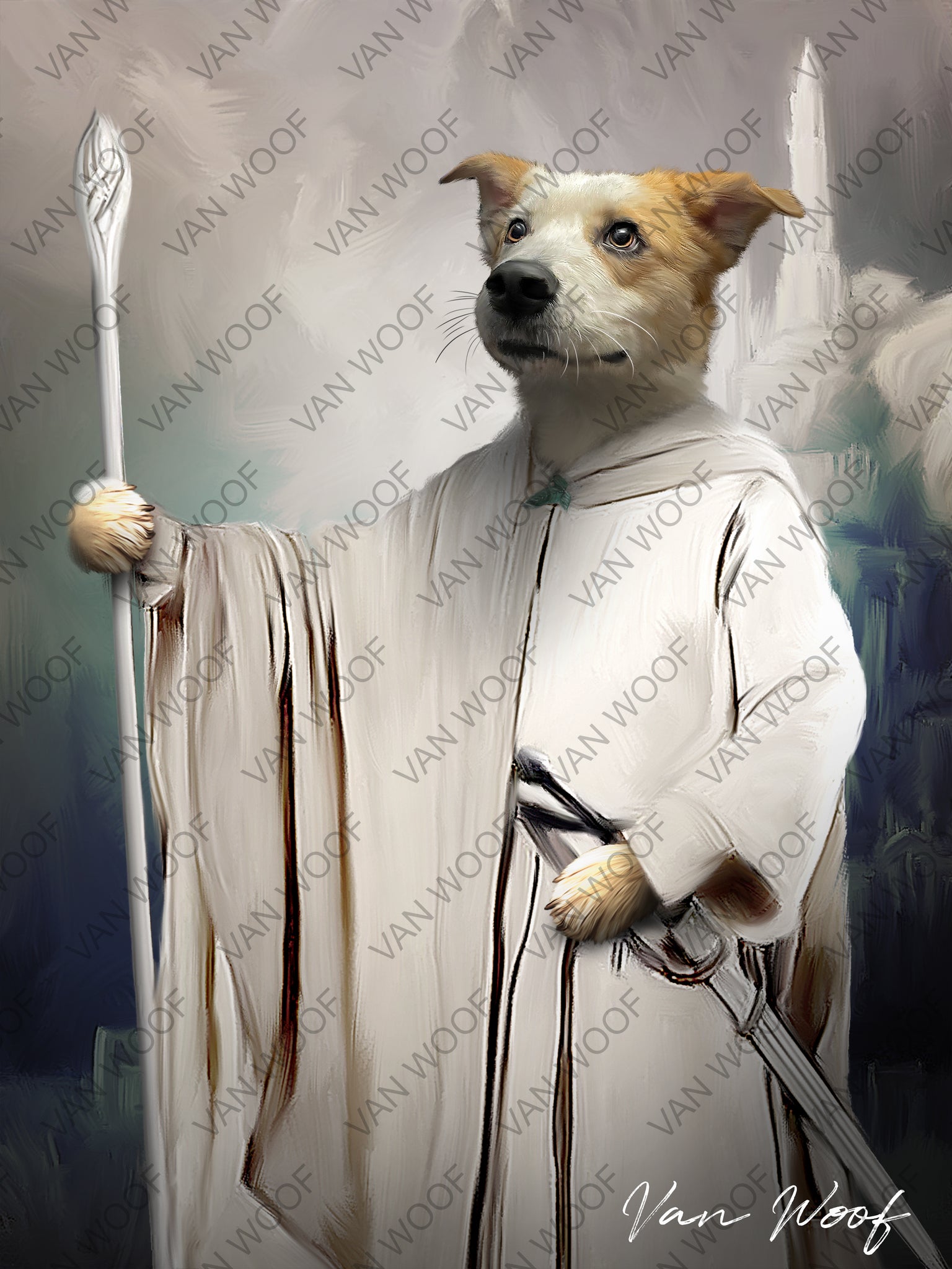 Greyhound Star Wars Costume Classic Custom Pet Portrait Van Woof
